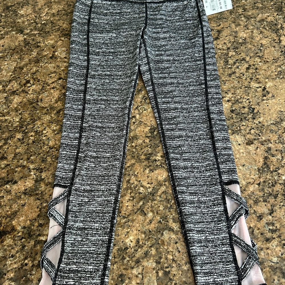 Ideology Black and White Kids Leggings with Mesh Detail